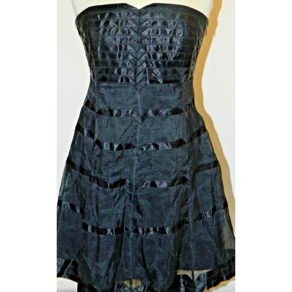 Karen Millen Dress Size 8 Black Strapless Tulle Double Layers‎ Formal Party Mini - Picture 4 of 13
